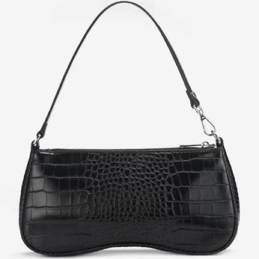 JW PEI Black Croc Shoulder Bag